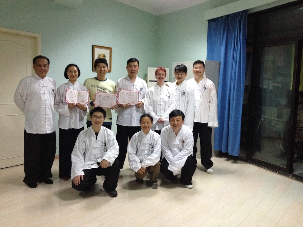 Yang Lin (Kneeling in Front Row) with DDA Disciples Graduating from Their Taiji Form Class