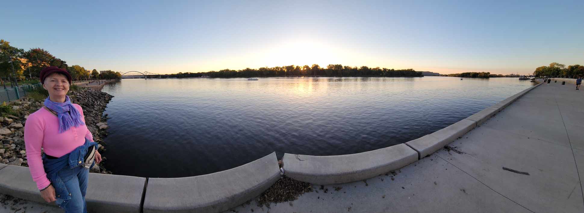 Enjoying sunset over the Mississippi River!